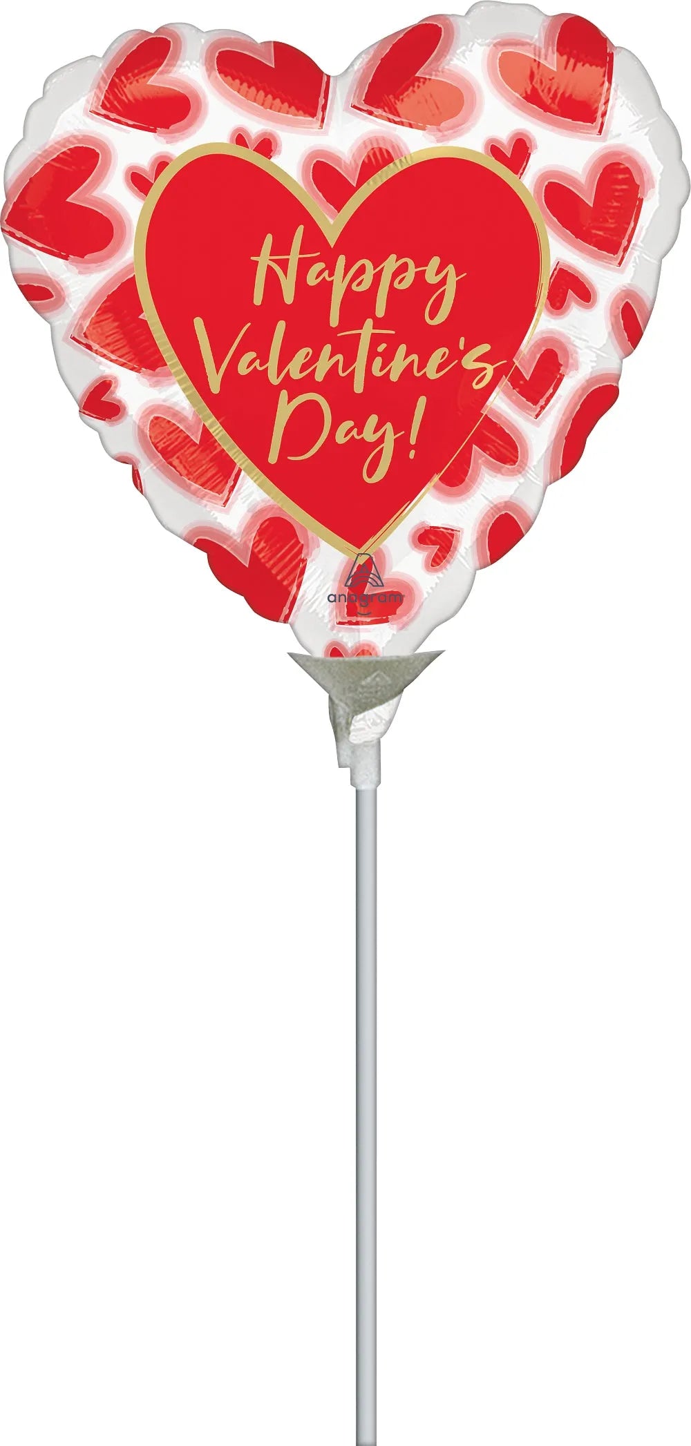 HVD Blush Lined Hearts 9 Inch 23cm Mini Air Fill Foil Balloon with Stick
