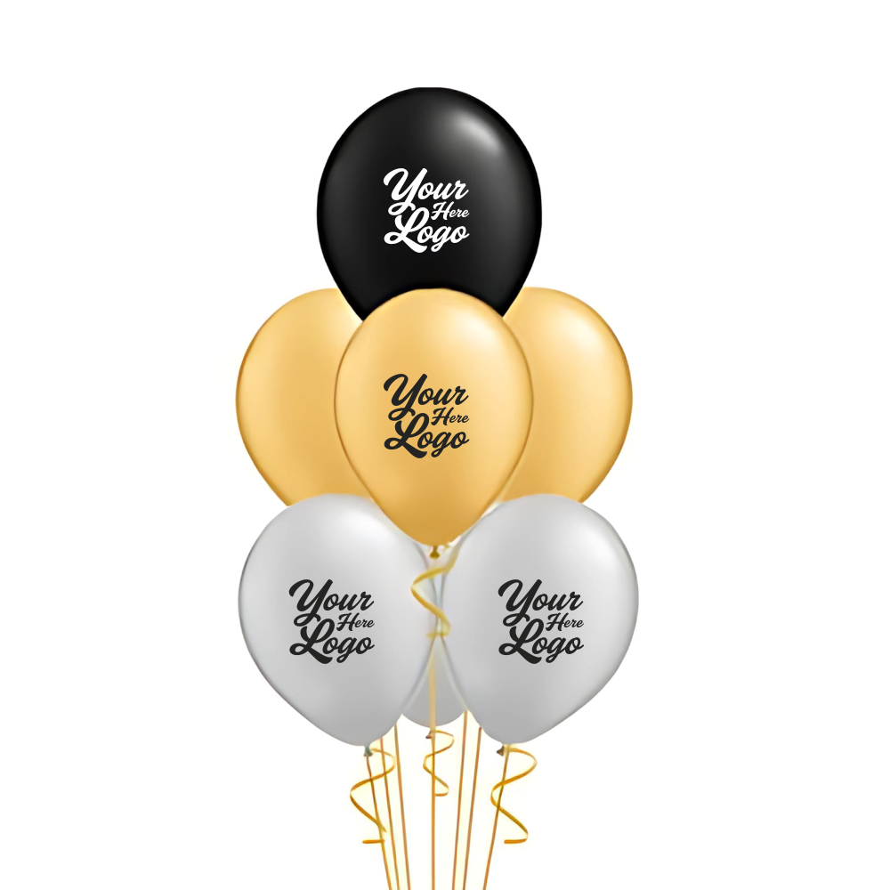 Metallic Colour Custom Printed 12 Inch 30cm Latex Balloons, Printed 1 Colour on 1 Side