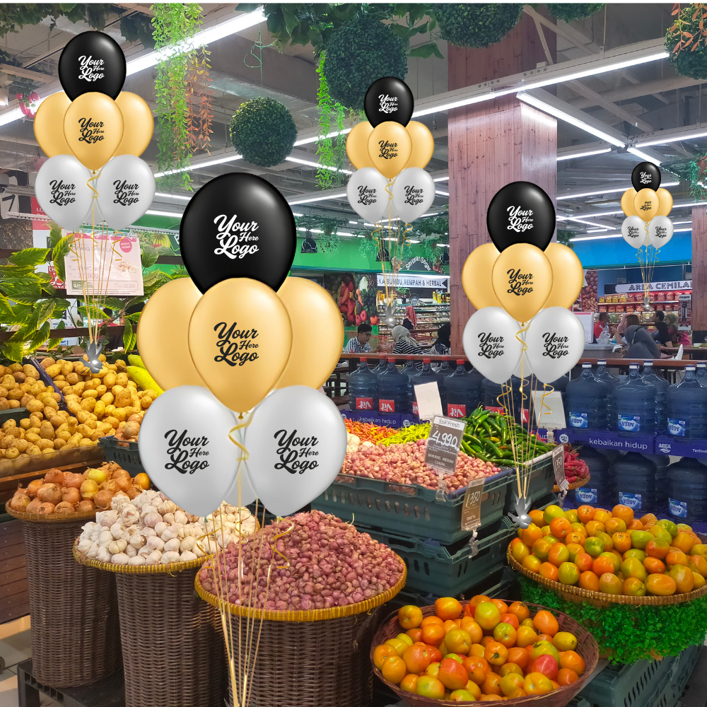 Chrome Colour Custom Printed 12 Inch 30cm Latex Balloons, Printed 1 Colour on 1 Side