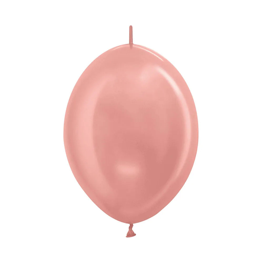 Link-O-Loon Metallic Rose Gold Latex Balloons, Sempertex 6 Inch