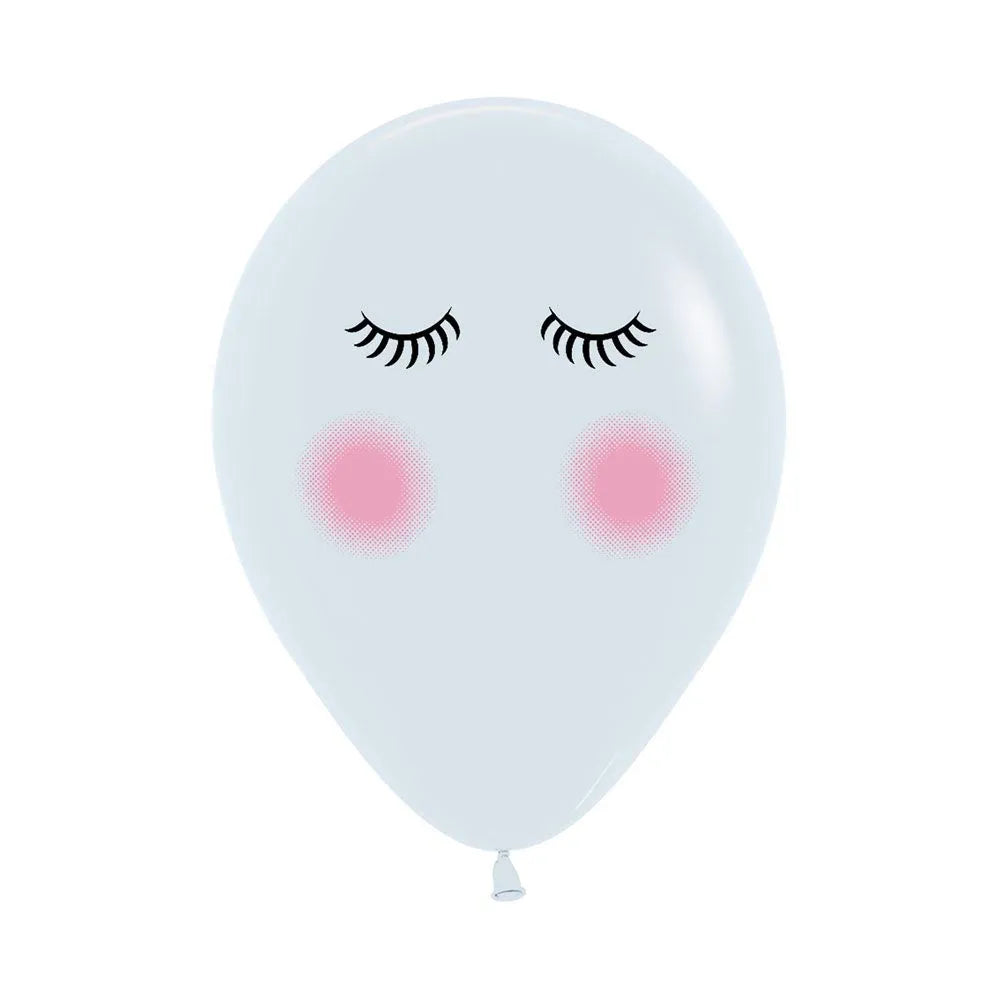 Printed Unicorn Face Black and Pink on White 2S Latex Balloons, Sempertex 12 Inch 30cm Balloons 50 Pack