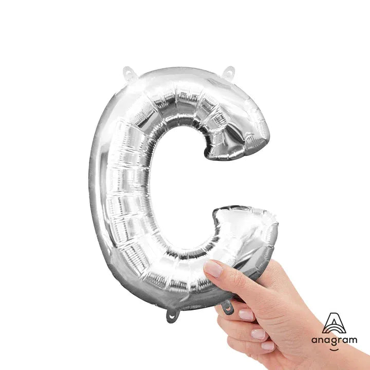 Letter C Silver, Mini 40cm 16 Inch Air-Fill Only Foil Balloon