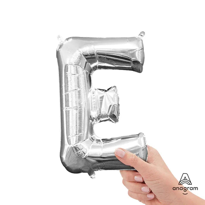Letter E Silver, Mini 40cm 16 Inch Air-Fill Only Foil Balloon