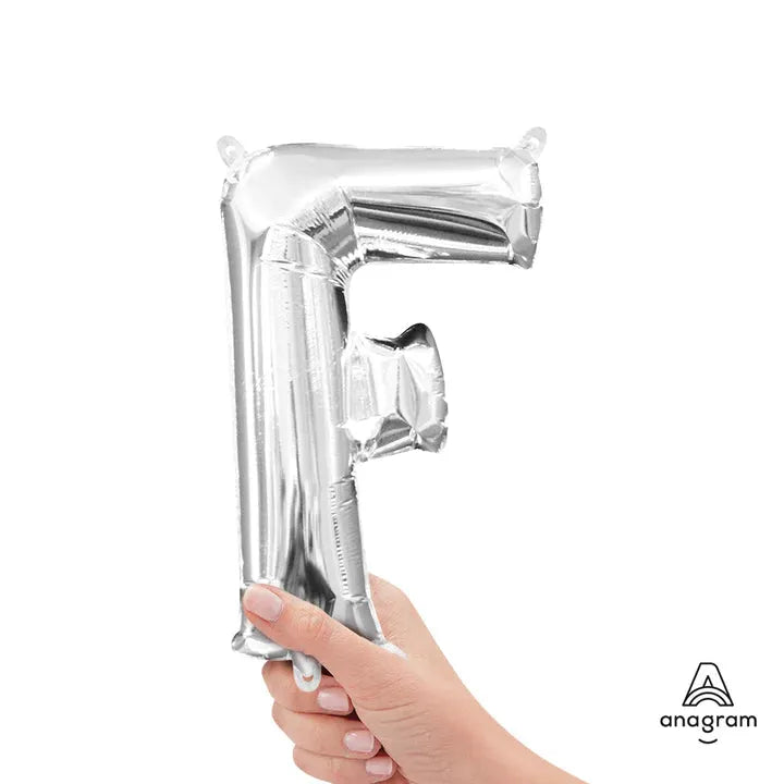 Letter F Silver, Mini 40cm 16 Inch Air-Fill Only Foil Balloon