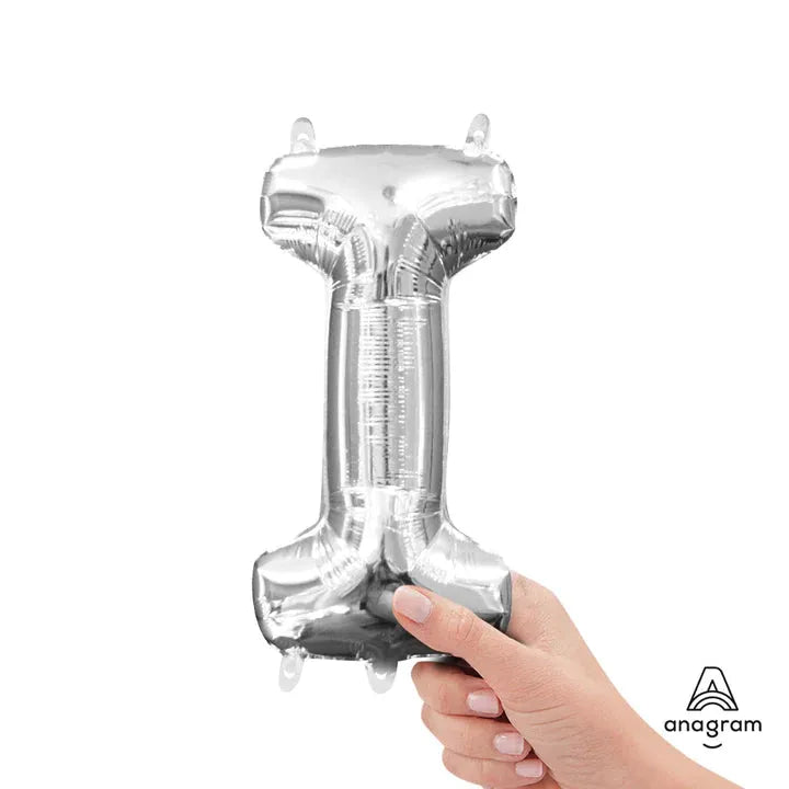 Letter I Silver, Mini 40cm 16 Inch Air-Fill Only Foil Balloon