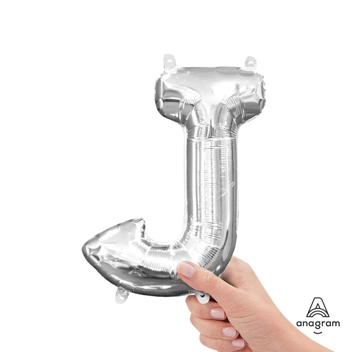 Letter J Silver, Mini 40cm 16 Inch Air-Fill Only Foil Balloon