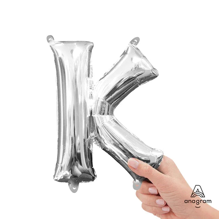 Letter K Silver, Mini 40cm 16 Inch Air-Fill Only Foil Balloon