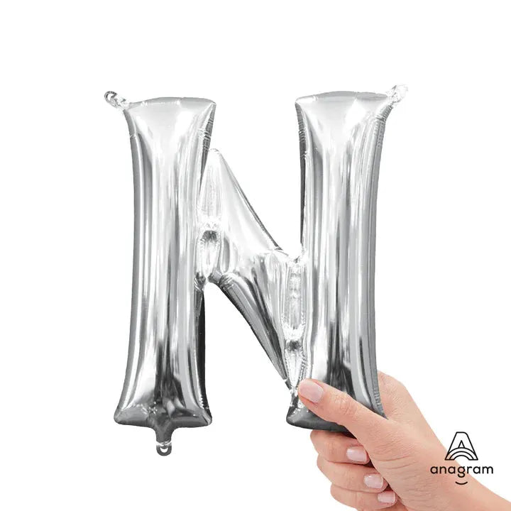 Letter N Silver, Mini 40cm 16 Inch Air-Fill Only Foil Balloon