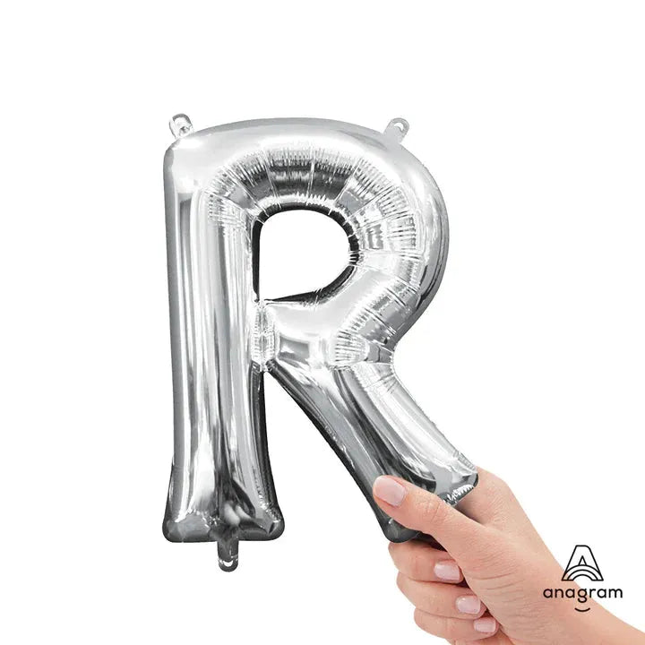 Letter R Silver, Mini 40cm 16 Inch Air-Fill Only Foil Balloon