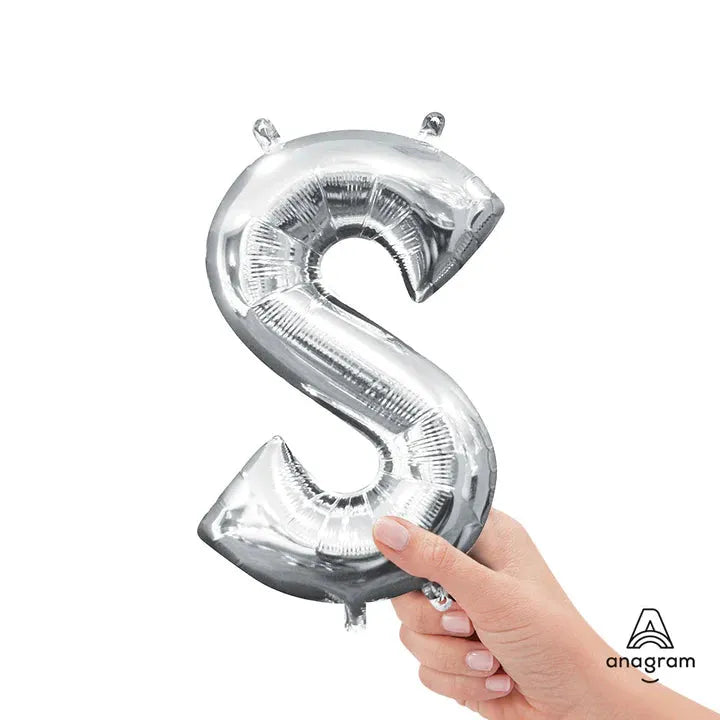 Letter S Silver, Mini 40cm 16 Inch Air-Fill Only Foil Balloon