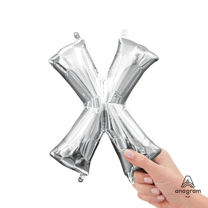 Letter X Silver, Mini 40cm 16 Inch Air-Fill Only Foil Balloon