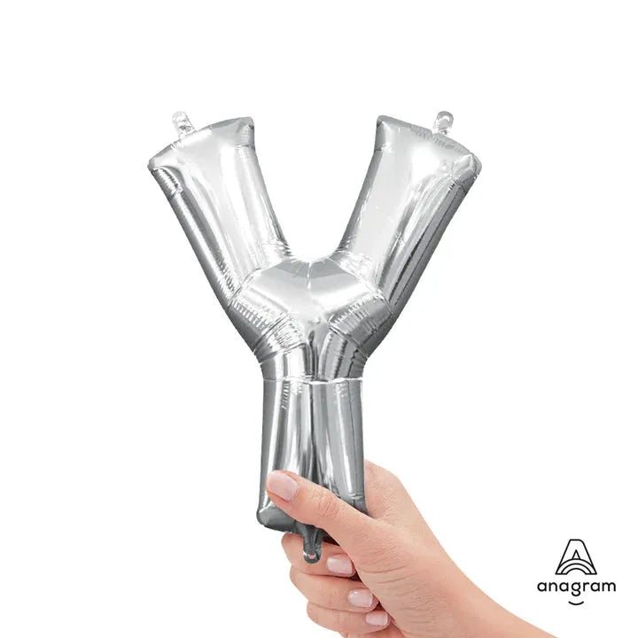 Letter Y Silver, Mini 40cm 16 Inch Air-Fill Only Foil Balloon