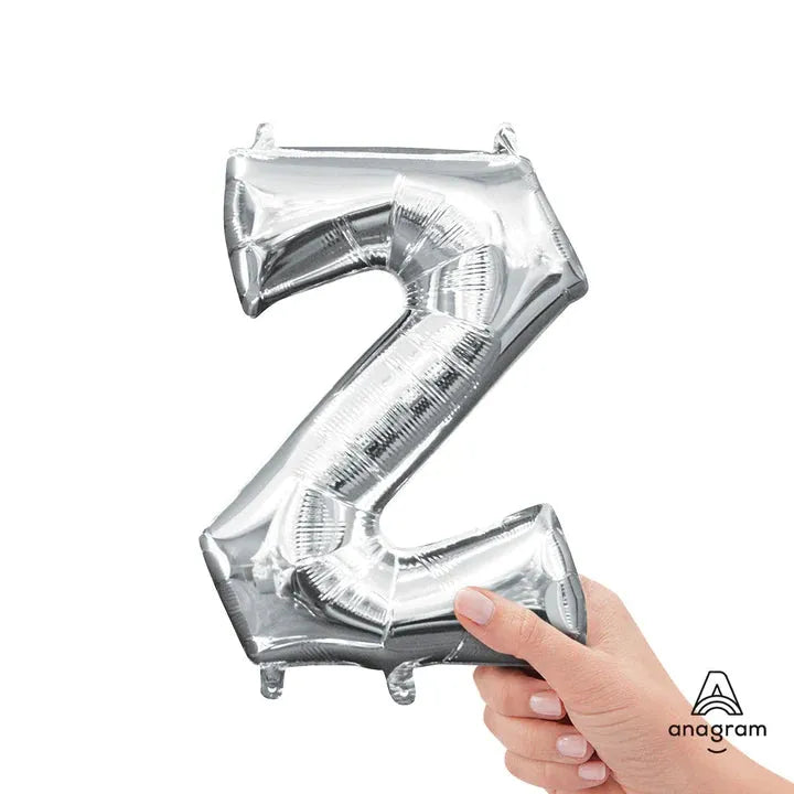 Letter Z Silver, Mini 40cm 16 Inch Air-Fill Only Foil Balloon