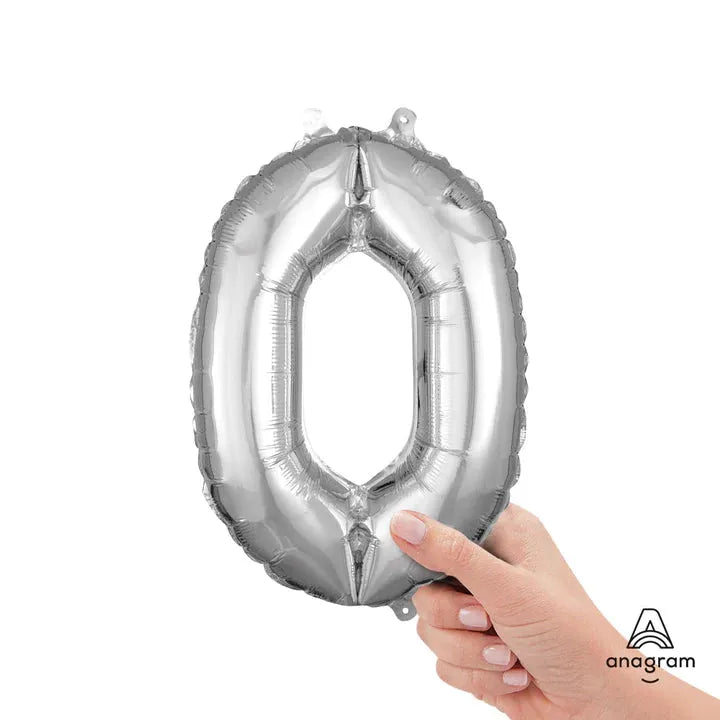 Number 0 Silver, Mini 40cm 16 Inch Air-Fill Only Foil Balloon