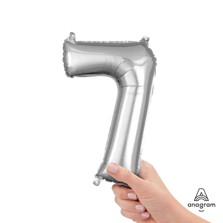 Number 7 Silver, Mini 40cm 16 Inch Air-Fill Only Foil Balloon