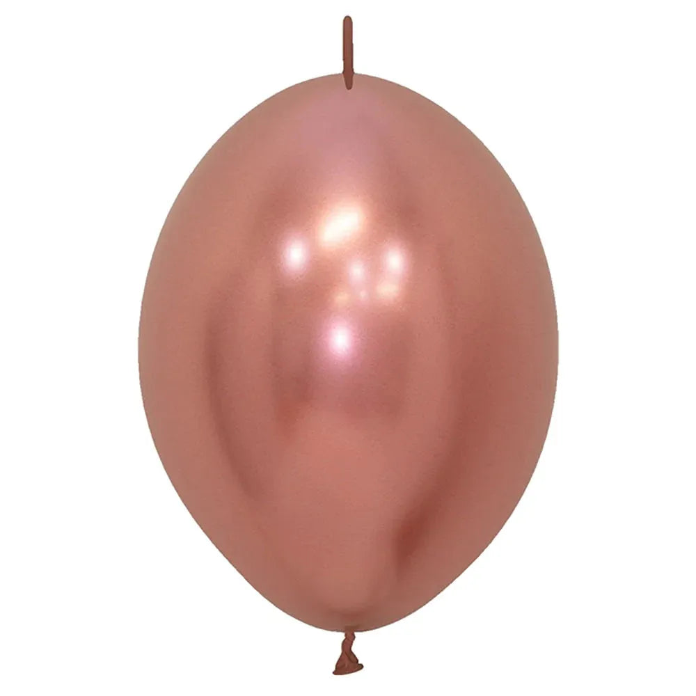 Link-O-Loon Metallic Rose Gold Latex Balloons, Sempertex 12 Inch 30cm Balloons 100 Pack