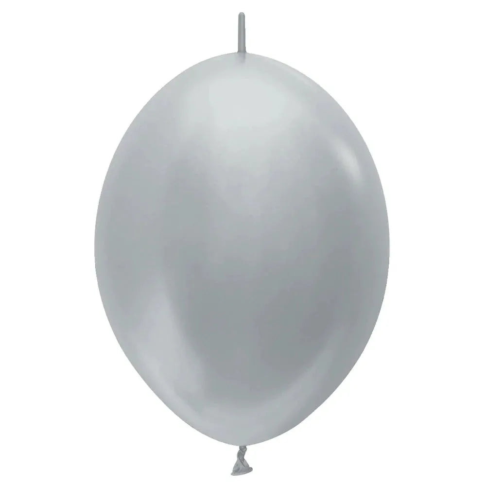 Link-O-Loon Satin Pearl Silver Latex Balloons, Sempertex 12 Inch 30cm Balloons 100 Pack
