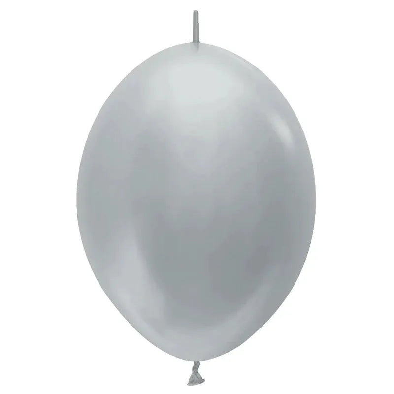 Link-O-Loon Satin Pearl Silver Latex Balloons, Sempertex 6 Inch 15cm Balloons 100 Pack