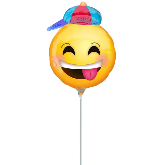 Happy Emoticons With Hat 35cm 14 Inch Mini Air Fill Foil Balloon with Stick