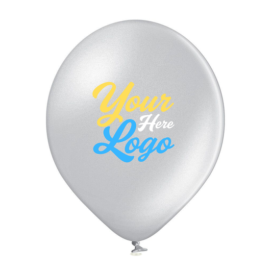 Metallic Colour Custom Printed 12 Inch 30cm Latex Balloons, Printed 1 Colour on 3 Sides or 3 Colours on 1 Side
