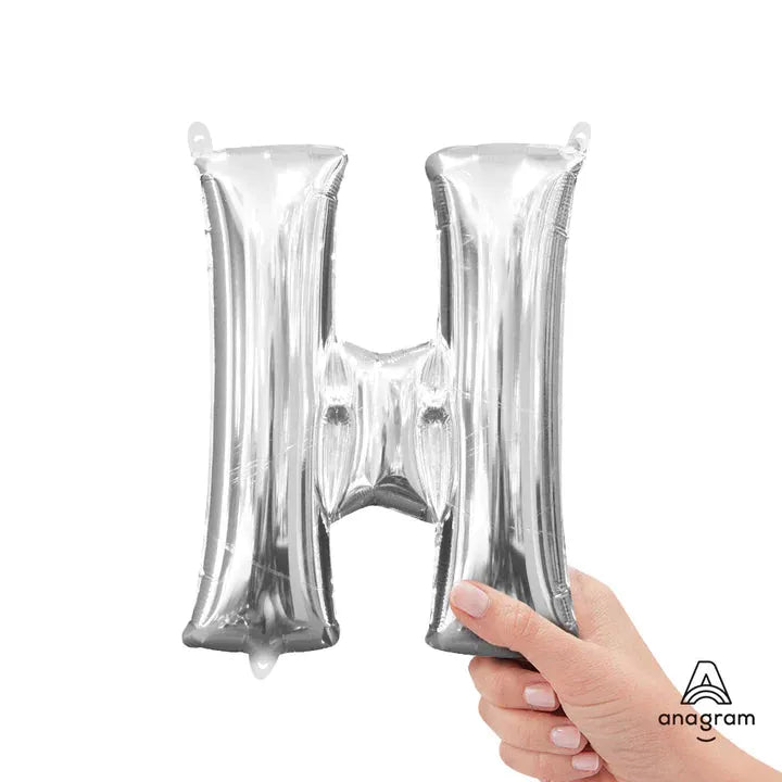 Letter H Silver, Mini 40cm 16 Inch Air-Fill Only Foil Balloon