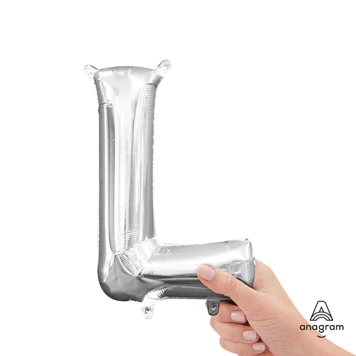 Letter L Silver, Mini 40cm 16 Inch Air-Fill Only Foil Balloon