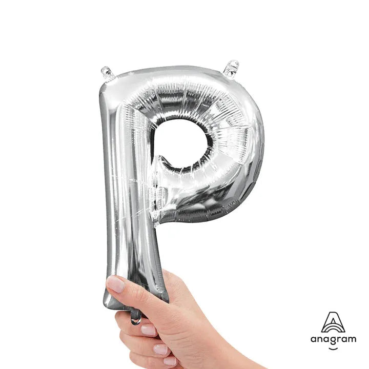 Letter P Silver, Mini 40cm 16 Inch Air-Fill Only Foil Balloon