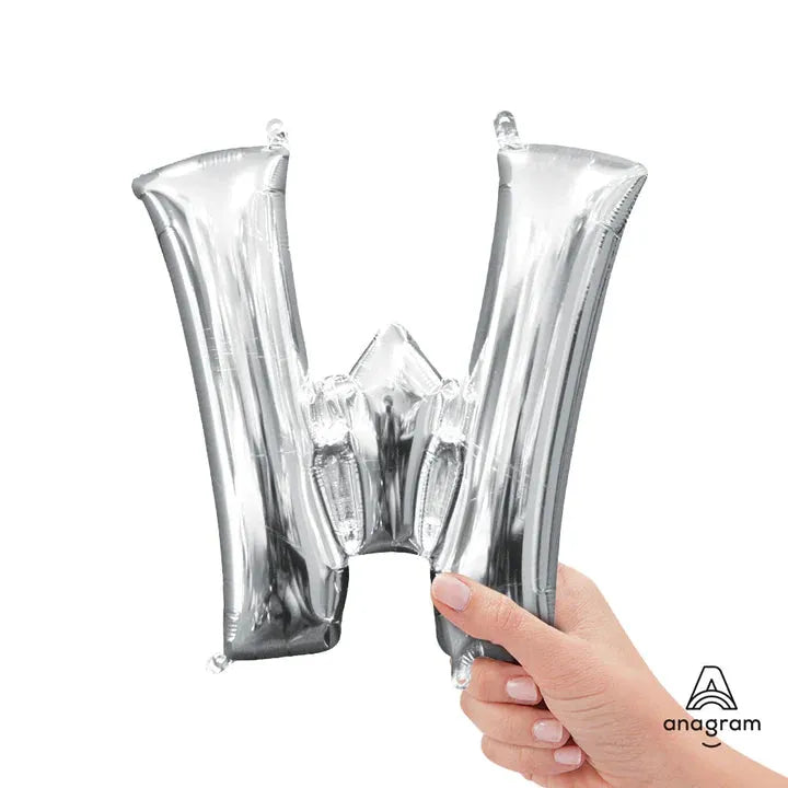 Letter W Silver, Mini 40cm 16 Inch Air-Fill Only Foil Balloon
