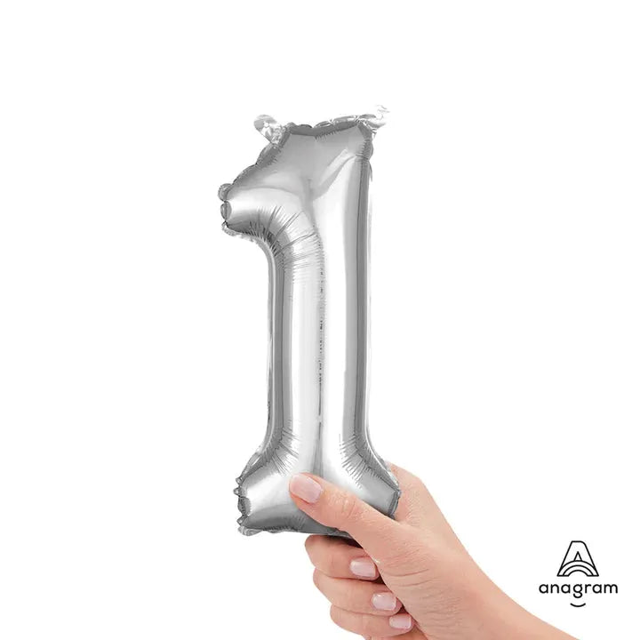 Number 1 Silver, Mini 40cm 16 Inch Air-Fill Only Foil Balloon– Balloon ...