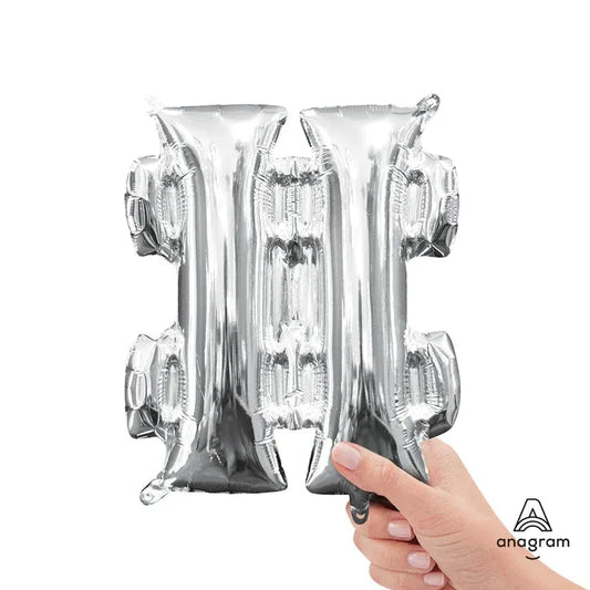 Symbol # Silver, Mini 40cm 16 Inch Air-Fill Only Foil Balloon