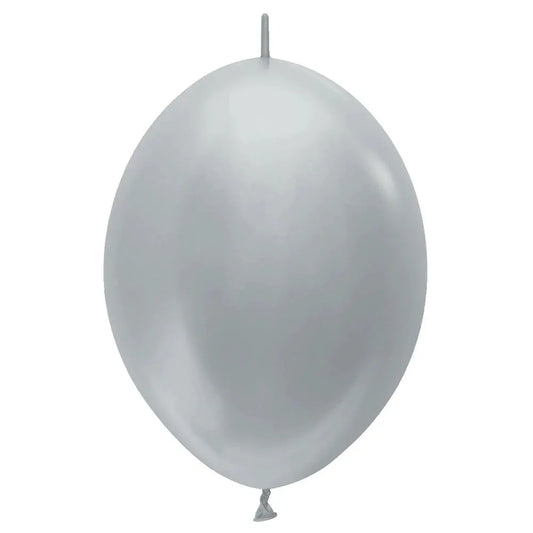 Link-O-Loon Satin Pearl Silver Latex Balloons, Sempertex 12 Inch 30cm Balloons 100 Pack