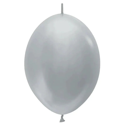 Link-O-Loon Satin Pearl Silver Latex Balloons, Sempertex 6 Inch 15cm Balloons 100 Pack